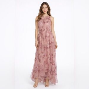 Chic Pink Floral Maxi Dress AMAZING Detail!